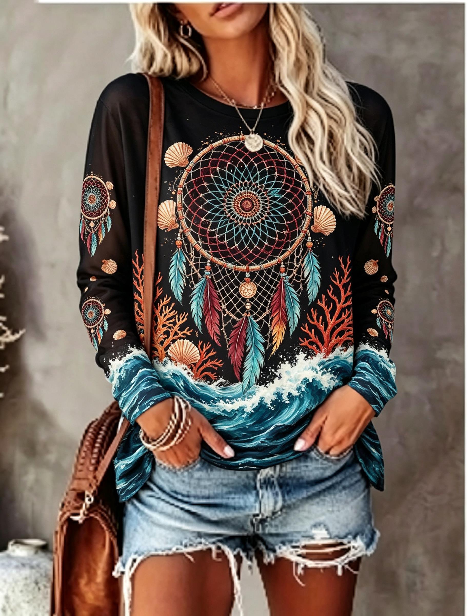Women's Crew Neck Long Sleeve  - đánh giá và giá Shelly