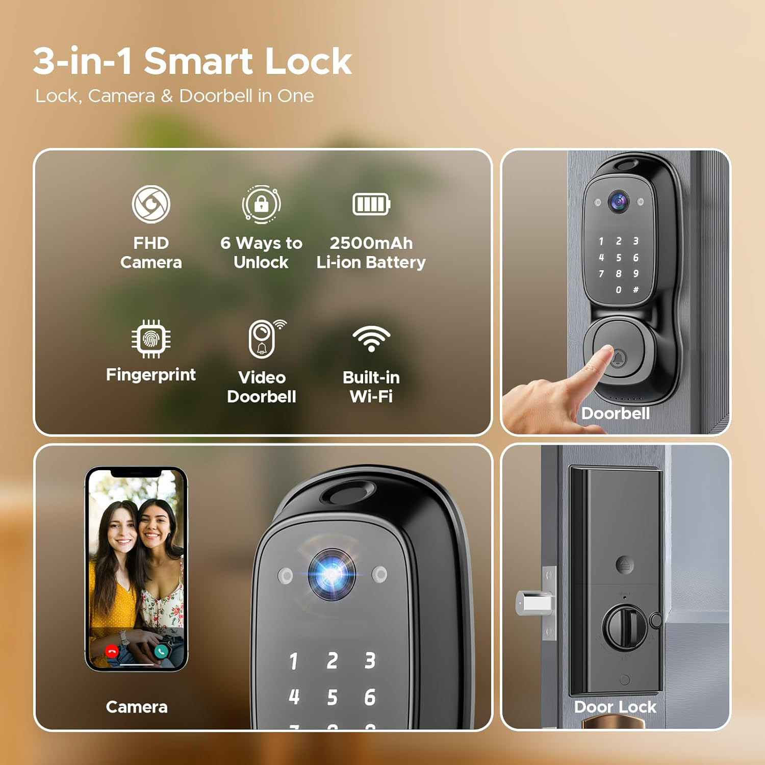 Tuya Wifi Smart Door Lock ‎Cam - đánh giá và giá Tuya Smart