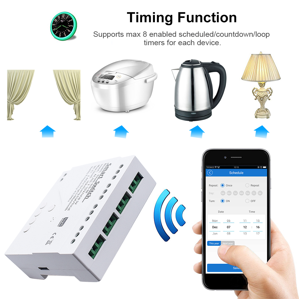 Wifi Smart Light Switch 4CH Md - đánh giá và giá Tuya 4 Channel